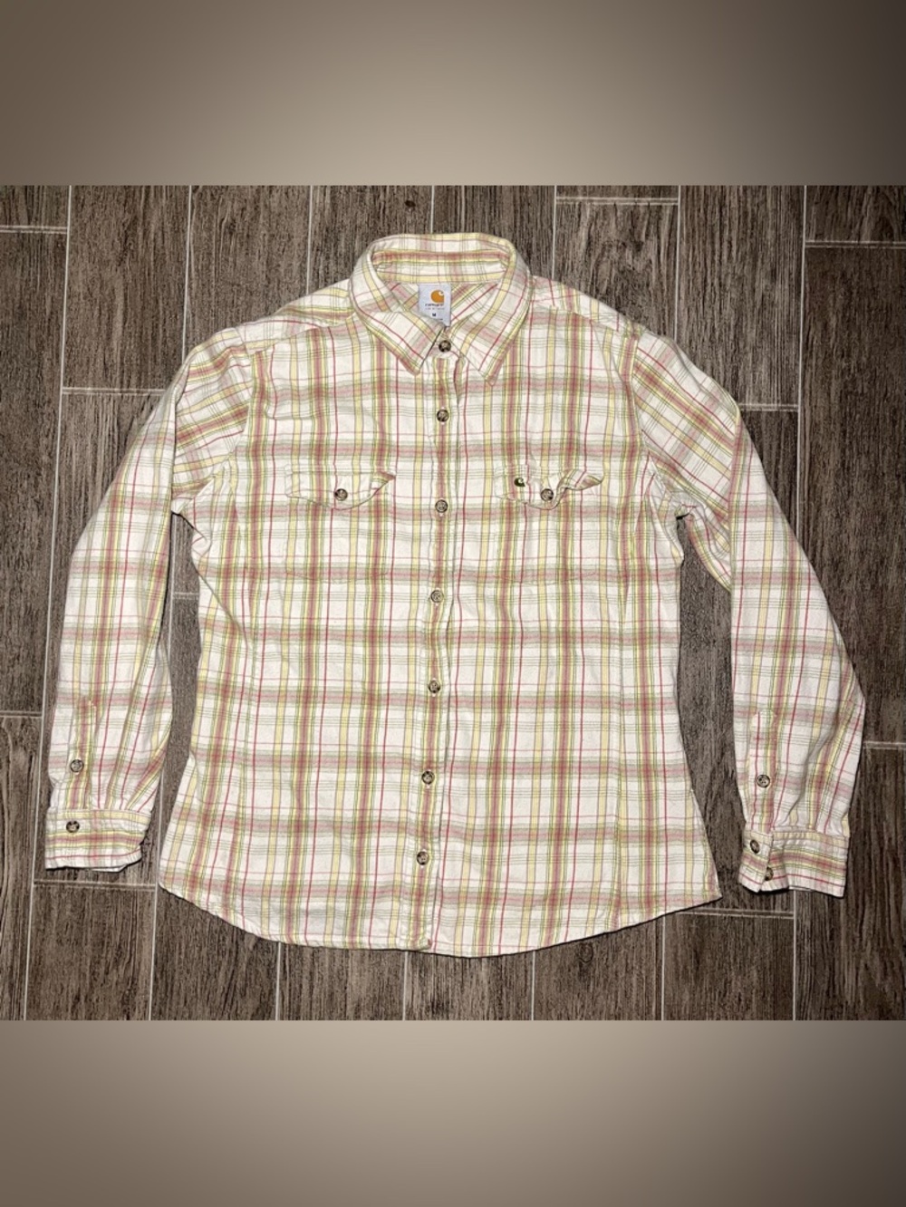 Carhartt Women’s Flannel Long Sleeve Plaid Cotton Button Shirt Size Medium